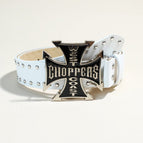 108cm long / White (3.8cm English cross buckle silver rivet strap)