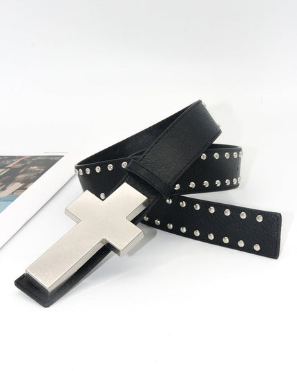 TALKLESSFASHION 110cm / Cross black 3.8cm Crack smash cross belt belt subculture style hiphop punk rock hip hop personality