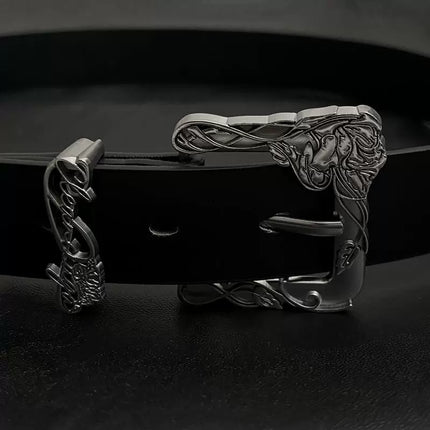 TALKLESSFASHION 110cm Direction of Light belt men's design sense niche American trouser belt black cleanfit belt