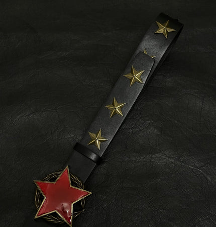 TALKLESSFASHION 110cm Direction of LightPunk Y2K Bronze Star Rivet Belt Medieval Subculture Belt Men