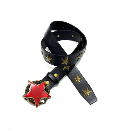 TALKLESSFASHION 110cm Direction of LightPunk Y2K Bronze Star Rivet Belt Medieval Subculture Belt Men