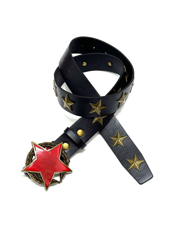 TALKLESSFASHION 110cm Direction of LightPunk Y2K Bronze Star Rivet Belt Medieval Subculture Belt Men