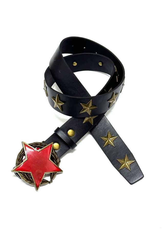 TALKLESSFASHION 110cm Direction of LightPunk Y2K Bronze Star Rivet Belt Medieval Subculture Belt Men