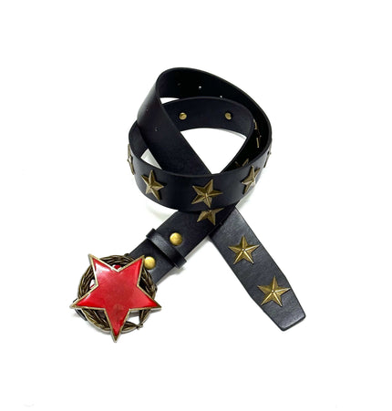 TALKLESSFASHION 110cm Direction of LightPunk Y2K Bronze Star Rivet Belt Medieval Subculture Belt Men