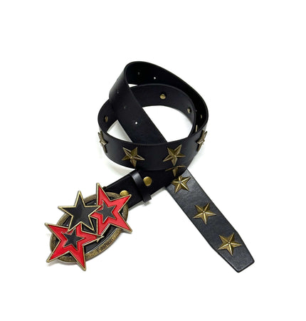 TALKLESSFASHION 110cm Direction of LightPunk Y2K Bronze Star Rivet Belt Vintage Belt Niche Street
