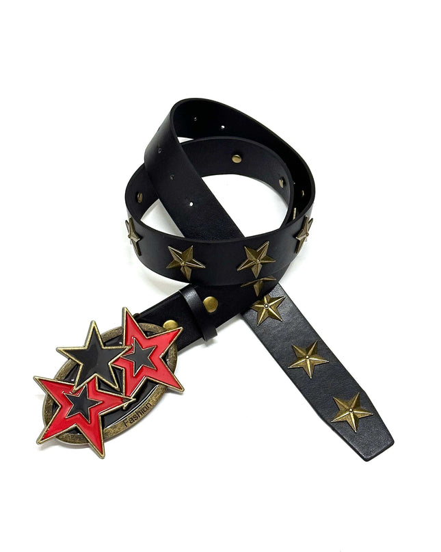 TALKLESSFASHION 110cm Direction of LightPunk Y2K Bronze Star Rivet Belt Vintage Belt Niche Street