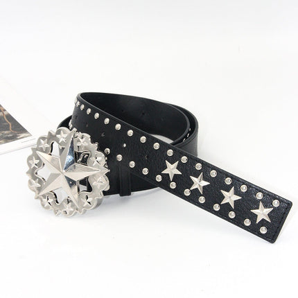 TALKLESSFASHION 110cm / Star black 3.8cm Crack smash cross belt belt subculture style hiphop punk rock hip hop personality