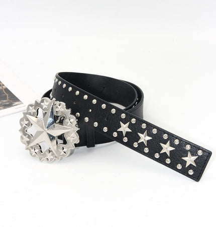 TALKLESSFASHION 110cm / Star black 3.8cm Crack smash cross belt belt subculture style hiphop punk rock hip hop personality