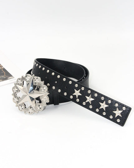 TALKLESSFASHION 110cm / Star black 3.8cm Crack smash cross belt belt subculture style hiphop punk rock hip hop personality