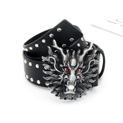 TALKLESSFASHION 110cm / The faucet is black 3.8cm Crack studded faucet alloy belt belt subculture style hiphop punk rock hip hop personality