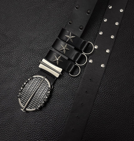 TALKLESSFASHION 112cm Direction of Light Knight Rivet Niche Subculture Hip Hop Belt Vintage Belt Pant Belt Male Trend