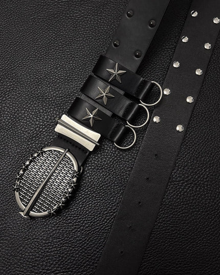 TALKLESSFASHION 112cm Direction of Light Knight Rivet Niche Subculture Hip Hop Belt Vintage Belt Pant Belt Male Trend