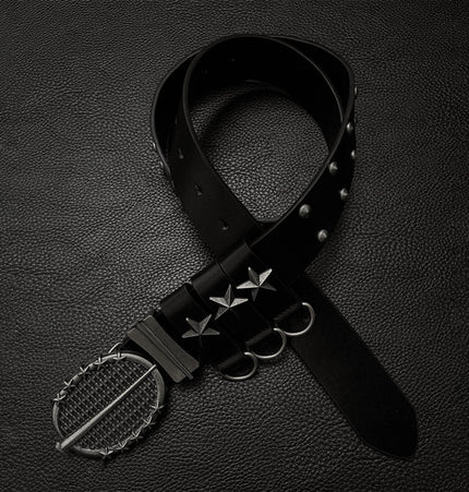 TALKLESSFASHION 112cm Direction of Light Knight Rivet Niche Subculture Hip Hop Belt Vintage Belt Pant Belt Male Trend