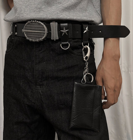 TALKLESSFASHION 112cm Direction of Light Knight Rivet Niche Subculture Hip Hop Belt Vintage Belt Pant Belt Male Trend