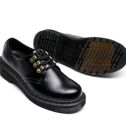 THETLSTUDIO 1461 low-top small leather shoeswomen's leather metal buckle cross-border large size pure black round toe casual workwear shoes for men Martin shoes