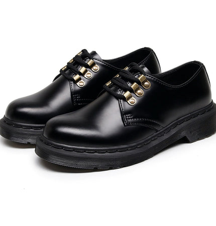 THETLSTUDIO 1461 low-top small leather shoeswomen's leather metal buckle cross-border large size pure black round toe casual workwear shoes for men Martin shoes