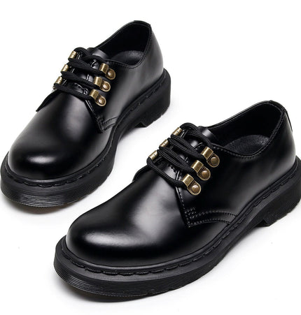 THETLSTUDIO 1461 low-top small leather shoeswomen's leather metal buckle cross-border large size pure black round toe casual workwear shoes for men Martin shoes