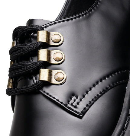 THETLSTUDIO 1461 low-top small leather shoeswomen's leather metal buckle cross-border large size pure black round toe casual workwear shoes for men Martin shoes