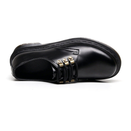 TALKLESSFASHION 1461 low-top small leather shoeswomen's leather metal buckle cross-border large size pure black round toe casual workwear shoes for men Martin shoes