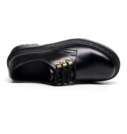 THETLSTUDIO 1461 low-top small leather shoeswomen's leather metal buckle cross-border large size pure black round toe casual workwear shoes for men Martin shoes