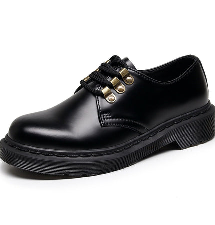THETLSTUDIO 1461 low-top small leather shoeswomen's leather metal buckle cross-border large size pure black round toe casual workwear shoes for men Martin shoes