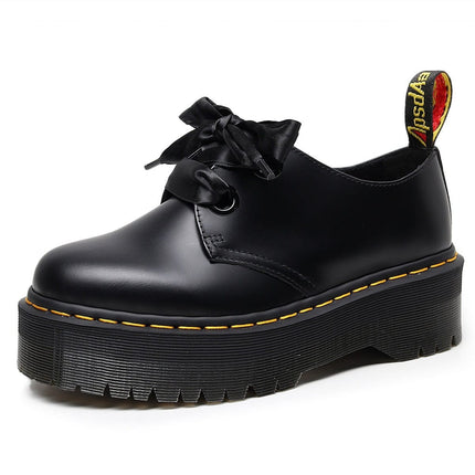 TALKLESSFASHION 1461 Platform Small Leather Shoes 2 Hole Rose Roger Women's Homo Holly Leather Low Top Flatform Sole Booties College Style