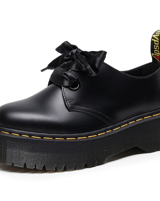 TALKLESSFASHION 1461 Platform Small Leather Shoes 2 Hole Rose Roger Women's Homo Holly Leather Low Top Flatform Sole Booties College Style