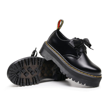 TALKLESSFASHION 1461 Platform Small Leather Shoes 2 Hole Rose Roger Women's Homo Holly Leather Low Top Flatform Sole Booties College Style