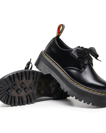 TALKLESSFASHION 1461 Platform Small Leather Shoes 2 Hole Rose Roger Women's Homo Holly Leather Low Top Flatform Sole Booties College Style