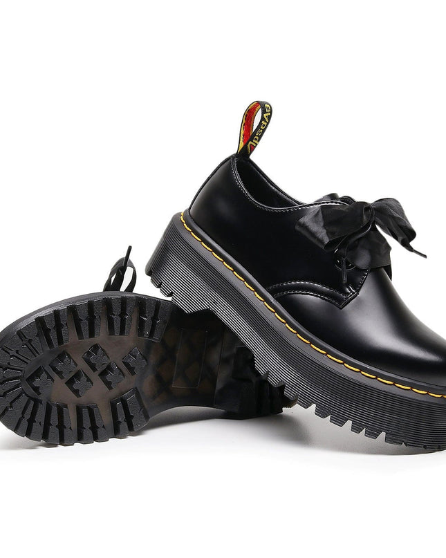 TALKLESSFASHION 1461 Platform Small Leather Shoes 2 Hole Rose Roger Women's Homo Holly Leather Low Top Flatform Sole Booties College Style