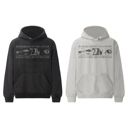 TALKLESSFASHION 2019 American retro trend heavy compound wash abstract pattern design men's hooded loose hooded sweatshirt