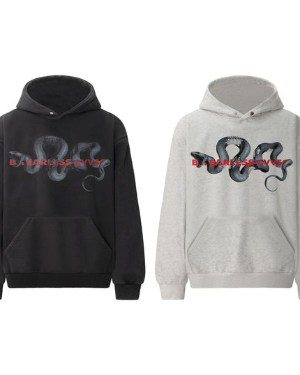 TALKLESSFASHION 2022 American retro trend heavy compound washed snake year limited design men's hooded loose hooded sweatshirt
