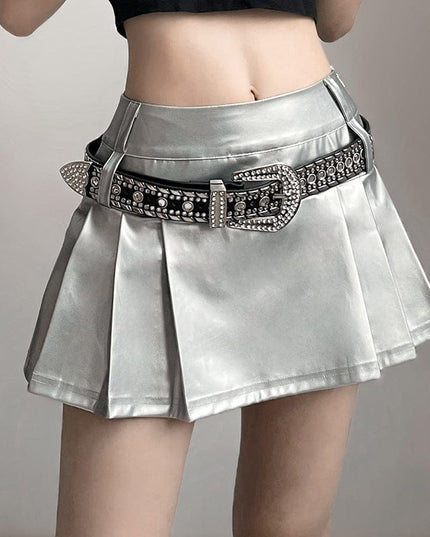 TALKLESSFASHION 2023 cross-border European and American style spring and summer new women's clothing solid color slim street fashion high-waisted skirt pleated skirt