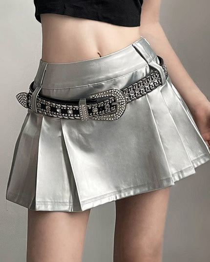 TALKLESSFASHION 2023 cross-border European and American style spring and summer new women's clothing solid color slim street fashion high-waisted skirt pleated skirt
