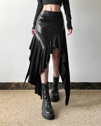 TALKLESSFASHION 2024 Cross-border European and American Style Autumn New Women's Clothing Solid Color Slim Street Fashion High-waisted Irregular Skirt Women