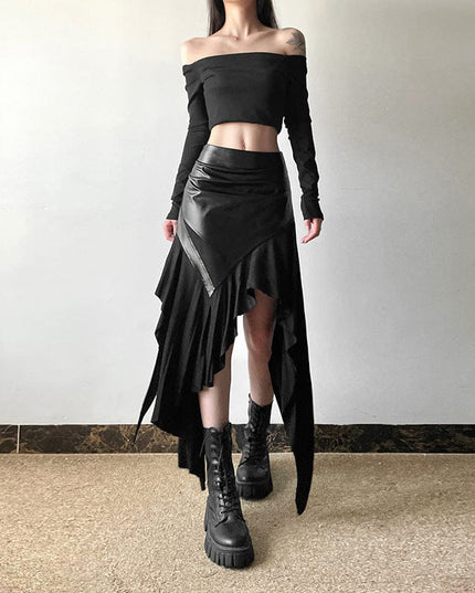 TALKLESSFASHION 2024 Cross-border European and American Style Autumn New Women's Clothing Solid Color Slim Street Fashion High-waisted Irregular Skirt Women