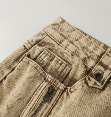 THETLSTUDIO 2025 New Scimitar Denim Pants High Street Wasteland Style Torn Raw Edge Loose Slimming Washed Jeans