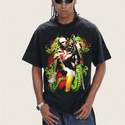 TALKLESSFASHION 2026 Cross-border Playboi Carti Summer Cotton Short Sleeve T-Shirt Men's American Crew Neck Dropped Shoulder Couple Short Sleeves