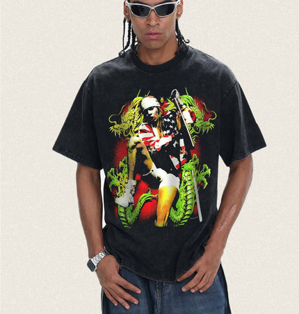 THETLSTUDIO 2026 Cross-border Playboi Carti Summer Cotton Short Sleeve T-Shirt Men's American Crew Neck Dropped Shoulder Couple Short Sleeves