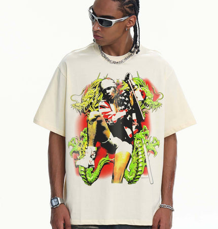 THETLSTUDIO 2026 Cross-border Playboi Carti Summer Cotton Short Sleeve T-Shirt Men's American Crew Neck Dropped Shoulder Couple Short Sleeves