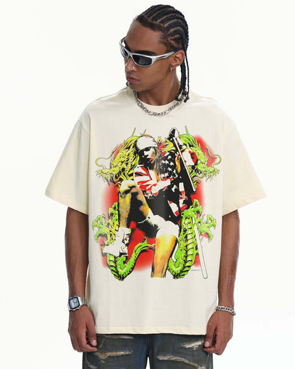 TALKLESSFASHION 2026 Cross-border Playboi Carti Summer Cotton Short Sleeve T-Shirt Men's American Crew Neck Dropped Shoulder Couple Short Sleeves