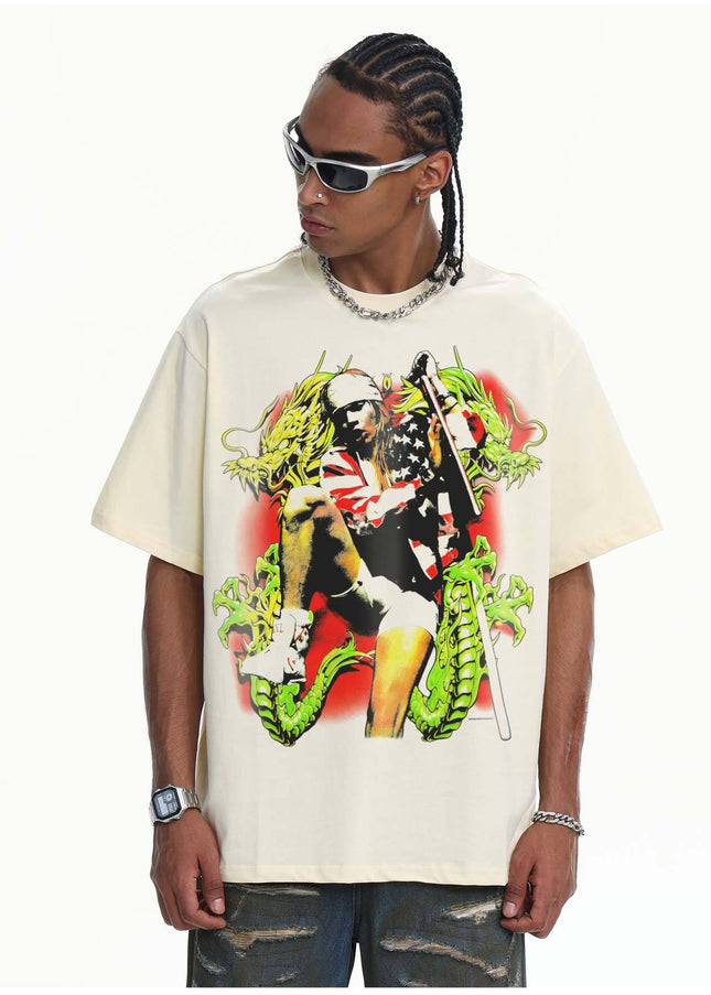 TALKLESSFASHION 2026 Cross-border Playboi Carti Summer Cotton Short Sleeve T-Shirt Men's American Crew Neck Dropped Shoulder Couple Short Sleeves