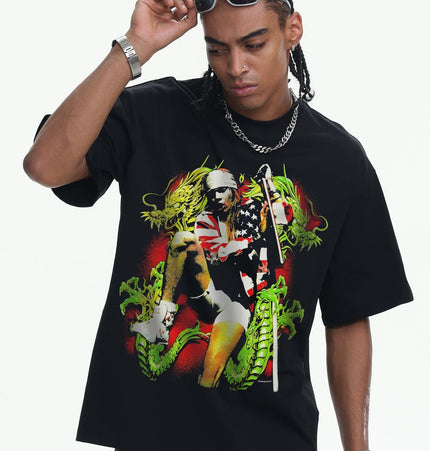 THETLSTUDIO 2026 Cross-border Playboi Carti Summer Cotton Short Sleeve T-Shirt Men's American Crew Neck Dropped Shoulder Couple Short Sleeves