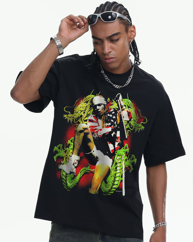 TALKLESSFASHION 2026 Cross-border Playboi Carti Summer Cotton Short Sleeve T-Shirt Men's American Crew Neck Dropped Shoulder Couple Short Sleeves