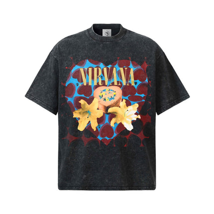TALKLESSFASHION 2026 Spring and Summer Nirvana Heart-shaped Gift Box American Cotton T-Shirt Men's Direct Jet Print Summer Breathable American Short Sleeves