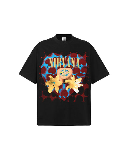 TALKLESSFASHION 2026 Spring and Summer Nirvana Heart-shaped Gift Box American Cotton T-Shirt Men's Direct Jet Print Summer Breathable American Short Sleeves