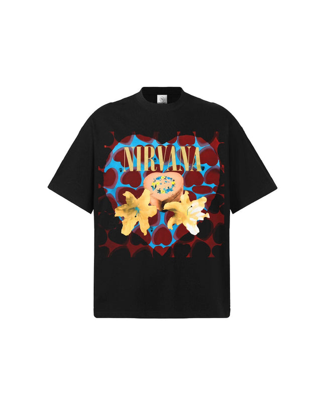 TALKLESSFASHION 2026 Spring and Summer Nirvana Heart-shaped Gift Box American Cotton T-Shirt Men's Direct Jet Print Summer Breathable American Short Sleeves