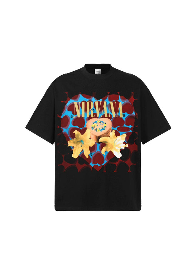 TALKLESSFASHION 2026 Spring and Summer Nirvana Heart-shaped Gift Box American Cotton T-Shirt Men's Direct Jet Print Summer Breathable American Short Sleeves