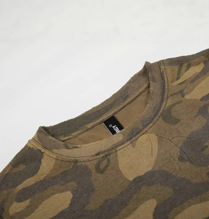 THETLSTUDIO 2026 Spring New High Street Military Green Camouflage Crew Neck Sweatshirt Oversize Loose Cotton Blend Trendy Brand Long Sleeves
