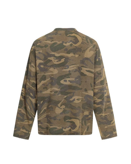 TALKLESSFASHION 2026 Spring New High Street Military Green Camouflage Crew Neck Sweatshirt Oversize Loose Cotton Blend Trendy Brand Long Sleeves